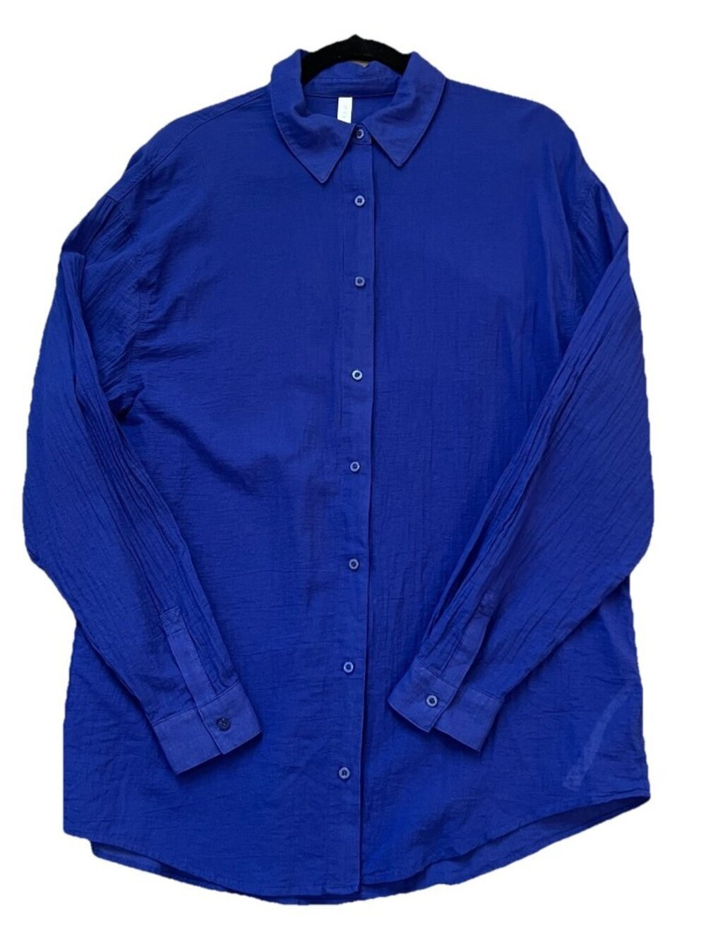 Fabletics Womens Cotton Voile Oversized Shirt Size Medium Button Up Admiral Blue